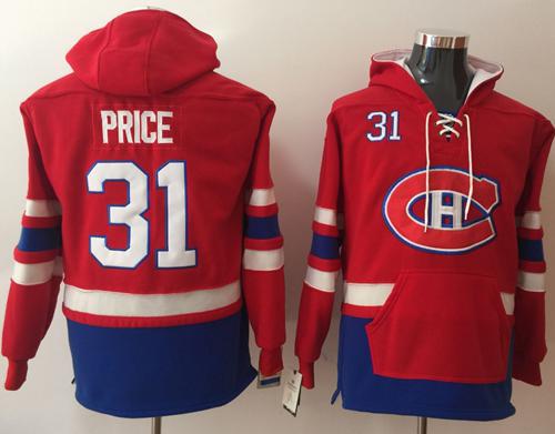 Canadiens #31 Carey Price Red Name & Number Pullover NHL Hoodie